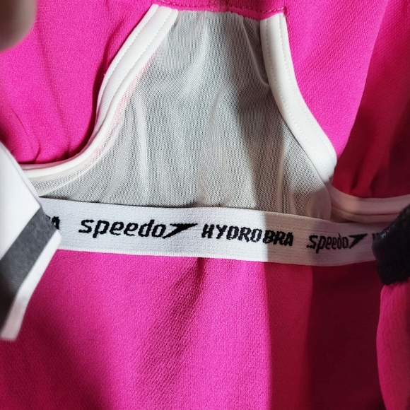 Speedo Quantum Splice One Piece Swimsuit Open Back Sporty Grey and Pink Size 10 - Picture 9 of 13